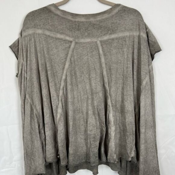 ALL SAINTS Asymmetrical Oversized Distressed Lagenlook Tee in Grey Size 6 - Picture 11 of 13